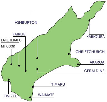 Christchurch - Canterbury map